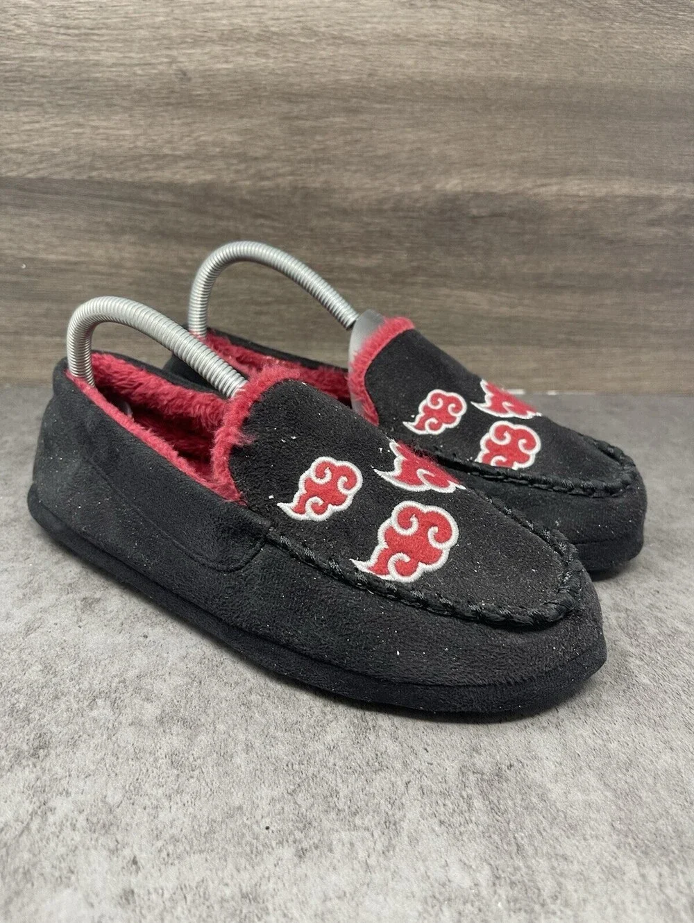 Natuto Shippuden Akatsuki Slippers Mens Size 7-8 Black Red Slip On Shoes